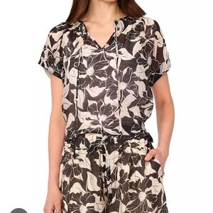 Vince Comuto Floral Black and Cream Blouse Top Blouse Summer